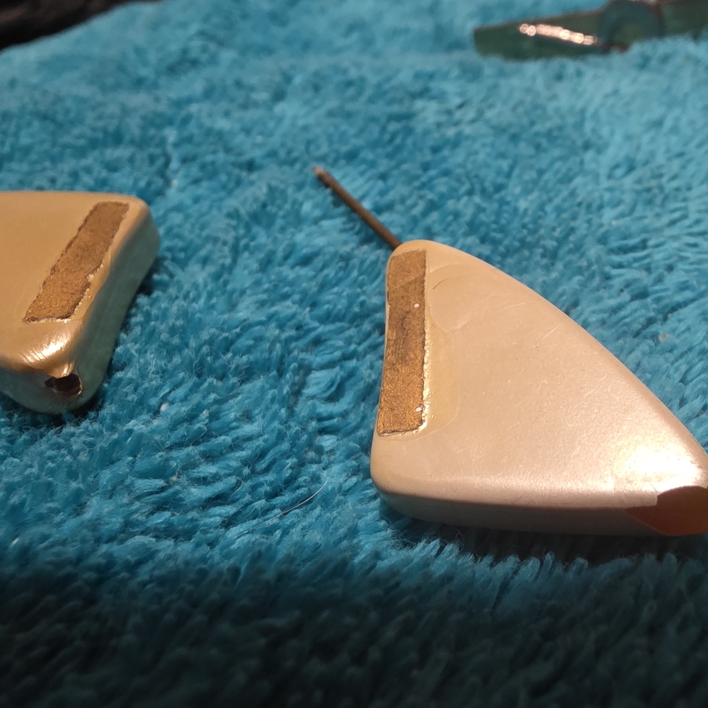 Gold and Cream Geometric Earrings